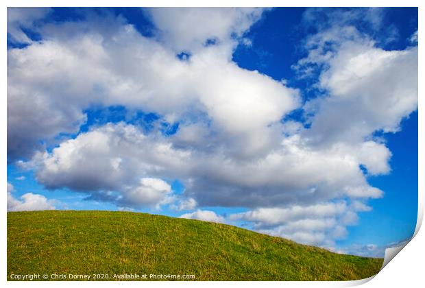 Hilltop and Clouds Print by Chris Dorney