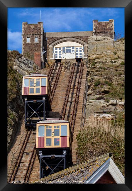 View of the East Hill Railway Lifts in Hastings Framed Print by Chris Dorney