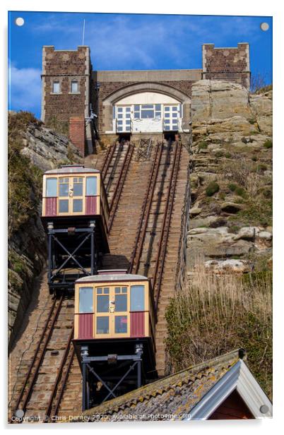 View of the East Hill Railway Lifts in Hastings Acrylic by Chris Dorney