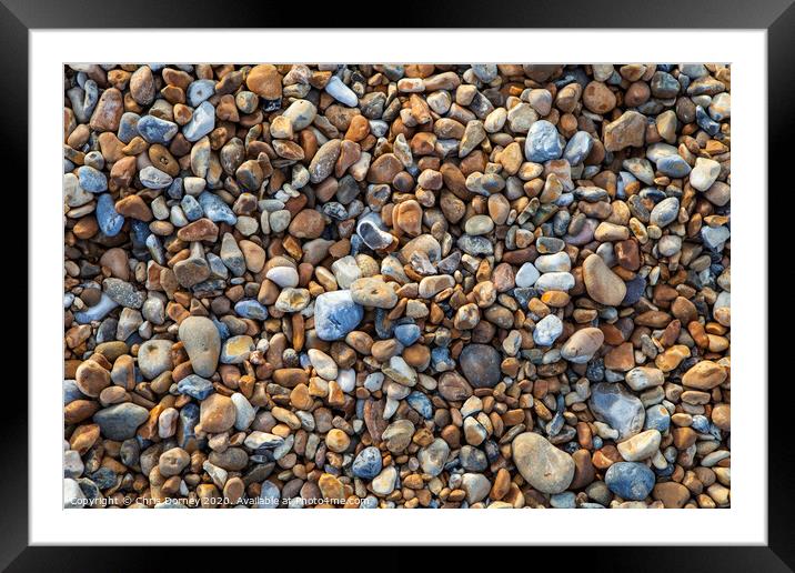 Pebbled Beach Framed Mounted Print by Chris Dorney