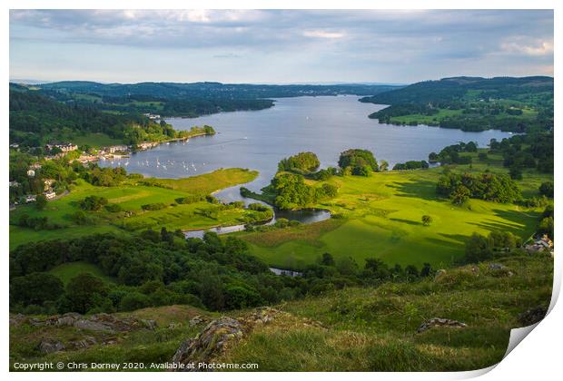 View of Lake Windermere in the Lake District Print by Chris Dorney
