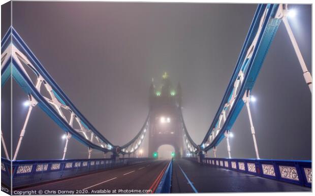 Tower Bridge Fog Canvas Print by Chris Dorney