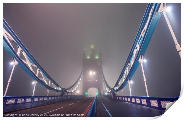Tower Bridge Fog Print by Chris Dorney