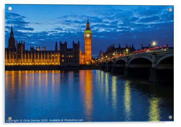 Houses of Parliament in London Acrylic by Chris Dorney
