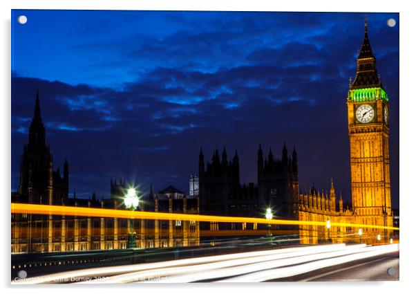 Light Trails on Westminster Bridge in London Acrylic by Chris Dorney