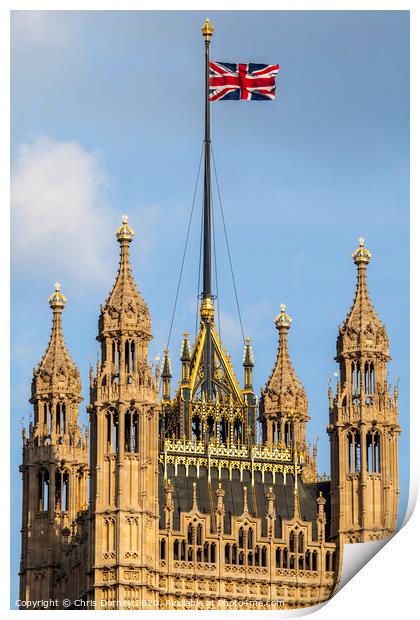 Union Flag in London Print by Chris Dorney