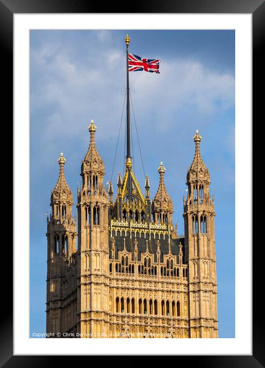 Union Flag in London Framed Mounted Print by Chris Dorney