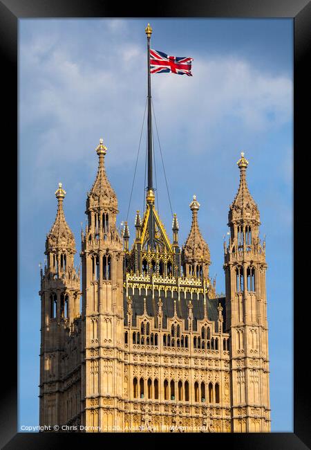 Union Flag in London Framed Print by Chris Dorney
