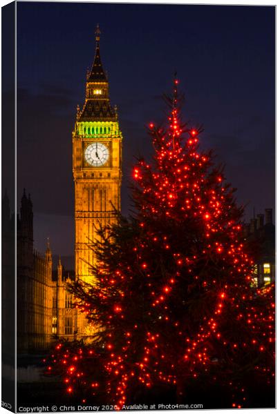 Big Ben at Christmas Canvas Print by Chris Dorney