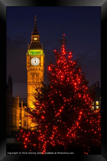 Big Ben at Christmas Framed Print by Chris Dorney