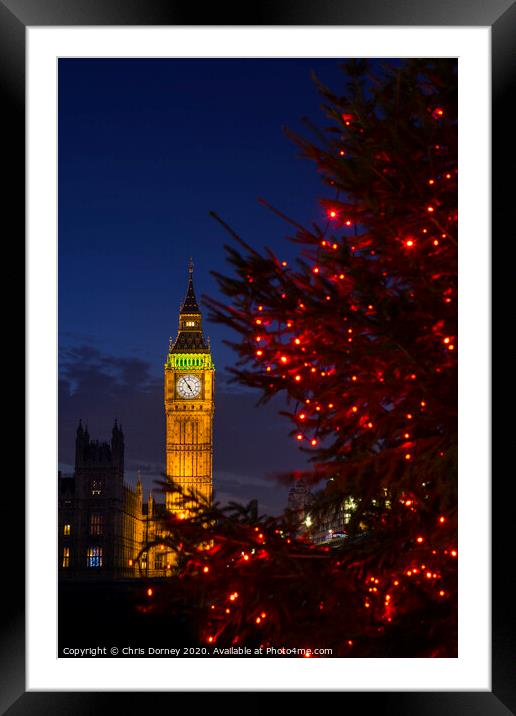 Big Ben at Christmas Framed Mounted Print by Chris Dorney