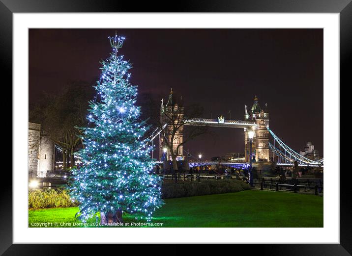 Tower Bridge at Christmas Framed Mounted Print by Chris Dorney