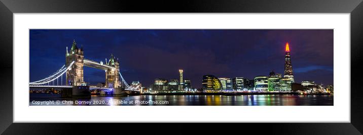 London Cityscape Panoramic Framed Mounted Print by Chris Dorney