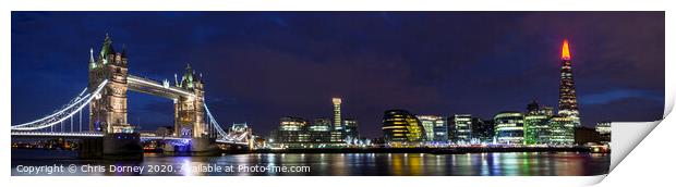 London Cityscape Panoramic Print by Chris Dorney