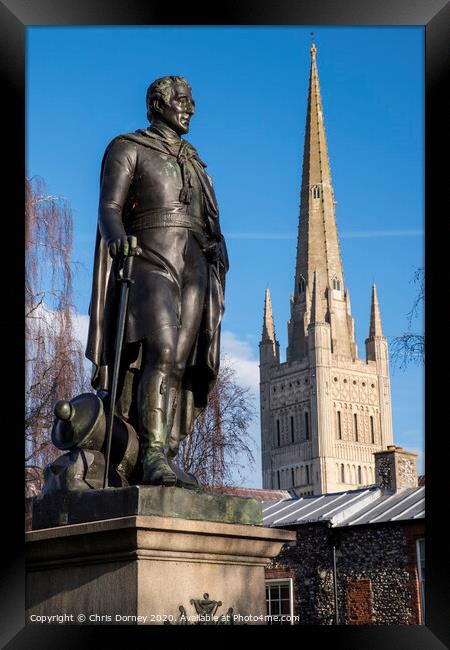 Duke of Wellington Statue and Norwich Cathedral Framed Print by Chris Dorney