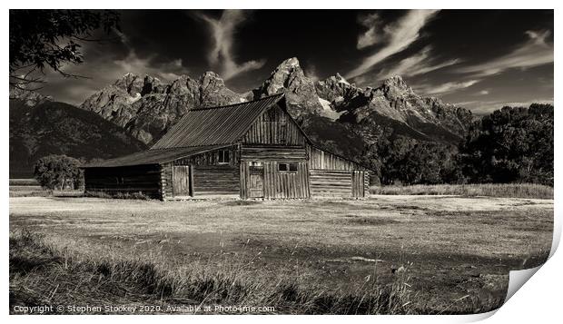 T A Moulton Barn and Tetons Print by Stephen Stookey