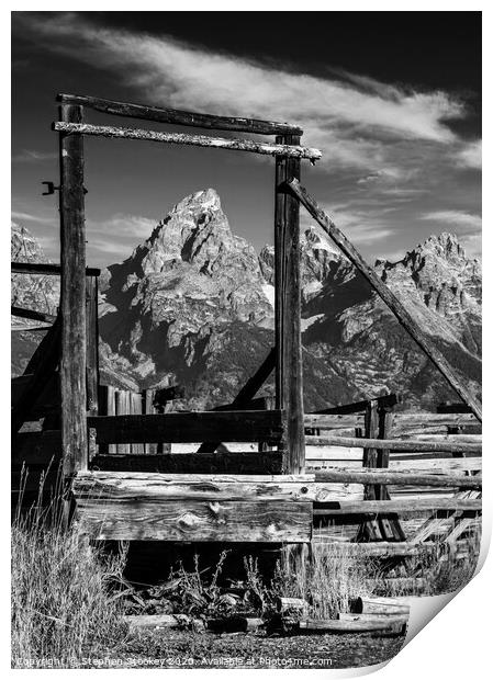 Corral and Tetons Print by Stephen Stookey