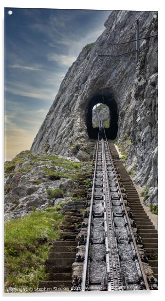 Mount Pilatus Climb Acrylic by Stephen Stookey