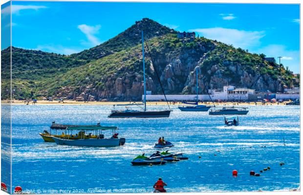 Beach Boats Cabo San Lucas Mexico Canvas Print by William Perry