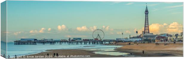 Blackpool seafront and central pier Canvas Print by Ernie Jordan