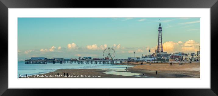 Blackpool seafront and central pier Framed Mounted Print by Ernie Jordan