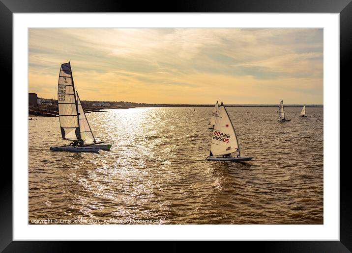 late afternoon sailing Framed Mounted Print by Ernie Jordan