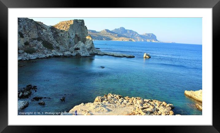 Grand blue beach in Stegna on Rhodes island in Gre Framed Mounted Print by M. J. Photography