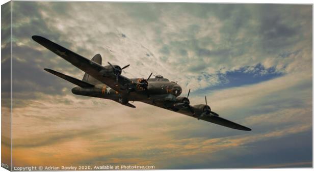 B17 Memphis Belle at Sunset  Canvas Print by Adrian Rowley