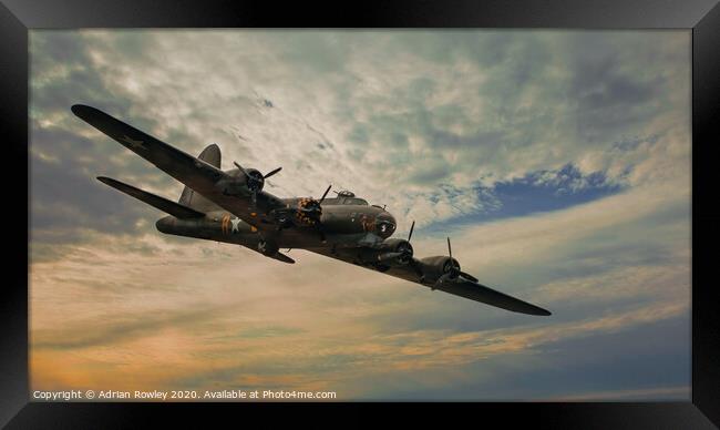 B17 Memphis Belle at Sunset  Framed Print by Adrian Rowley