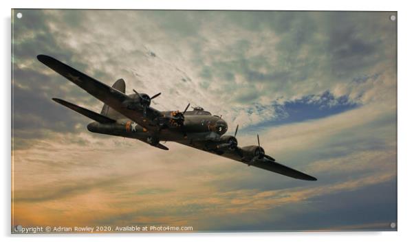 B17 Memphis Belle at Sunset  Acrylic by Adrian Rowley