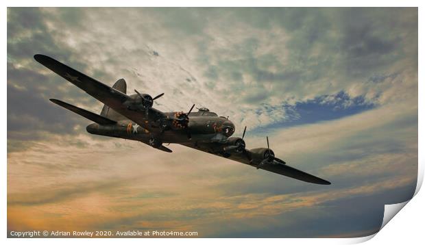 B17 Memphis Belle at Sunset  Print by Adrian Rowley