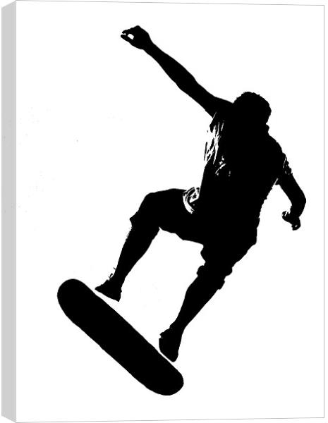 Skateboarder on White Canvas Print by Dawn O'Connor