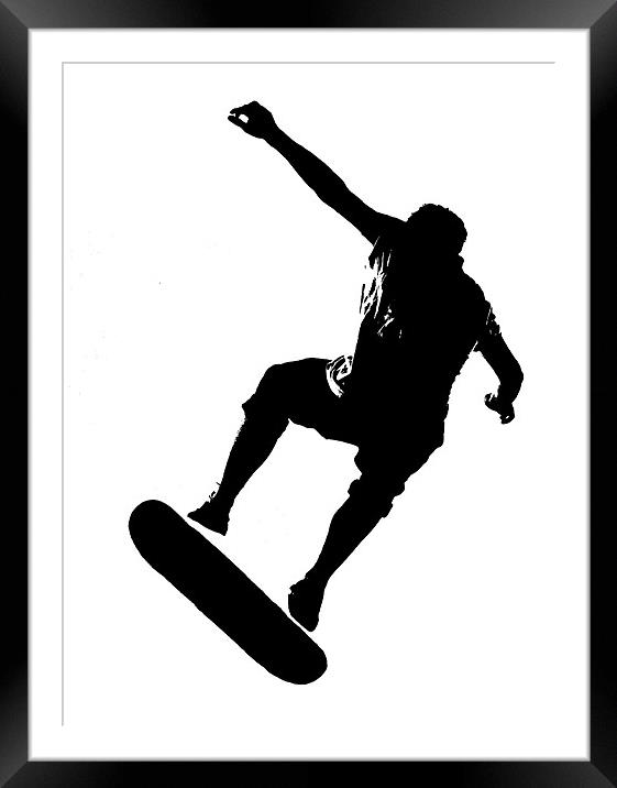 Skateboarder on White Framed Mounted Print by Dawn O'Connor