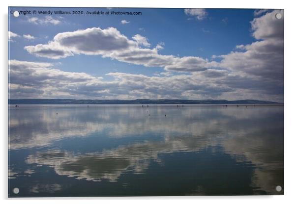 Cloud reflections on West Kirby Beach Acrylic by Wendy Williams CPAGB