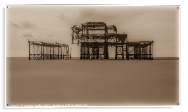 West Pier, Brighton in Sepia Acrylic by Adrian Rowley