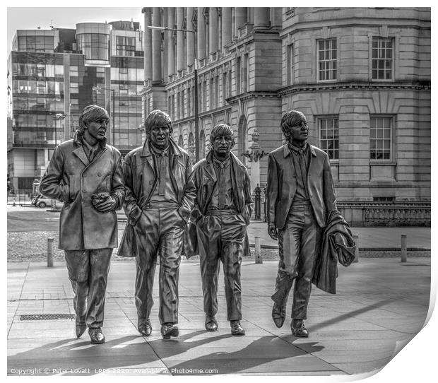 Bronze statues of The Beatles in Liverpool Print by Peter Lovatt  LRPS