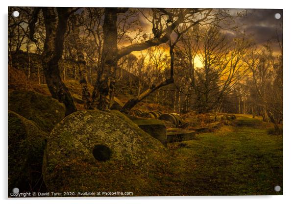 Winter's Whisper: Padley Gorge Millstones Acrylic by David Tyrer
