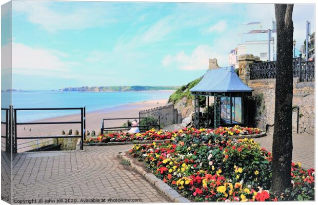 The colorful Esplanade gardens at Tenby Wales.  Canvas Print by john hill