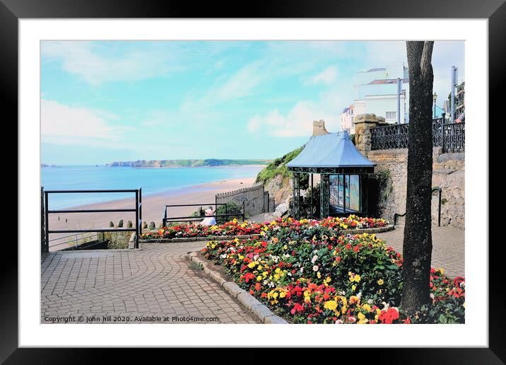 The colorful Esplanade gardens at Tenby Wales.  Framed Mounted Print by john hill