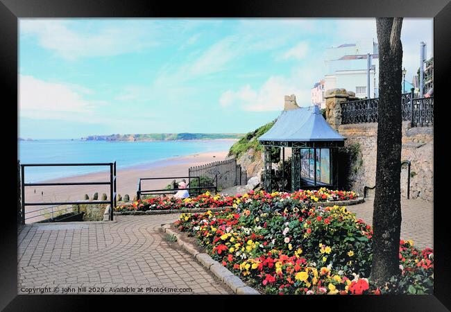 The colorful Esplanade gardens at Tenby Wales.  Framed Print by john hill