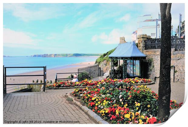 The colorful Esplanade gardens at Tenby Wales.  Print by john hill
