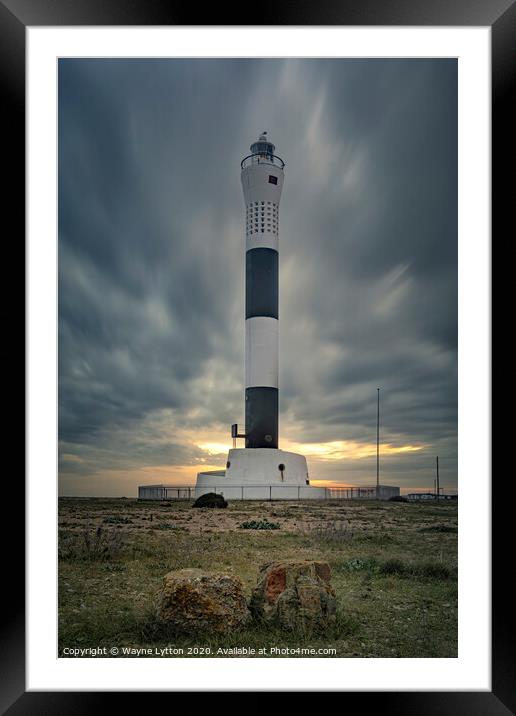 Dungeness LightHouse Framed Mounted Print by Wayne Lytton