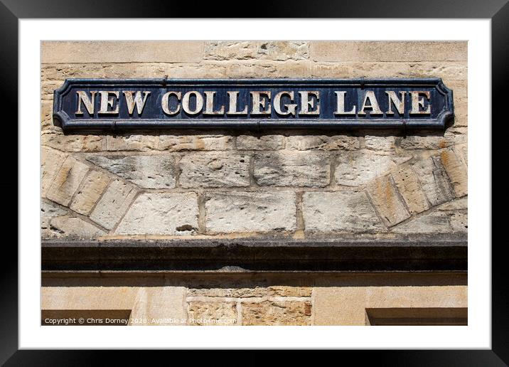 New College Lane in Oxford Framed Mounted Print by Chris Dorney