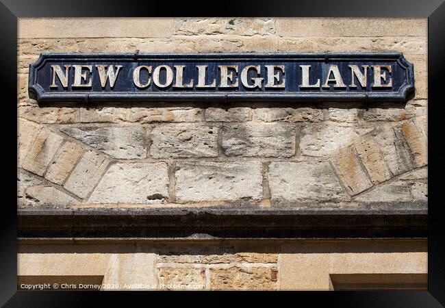 New College Lane in Oxford Framed Print by Chris Dorney