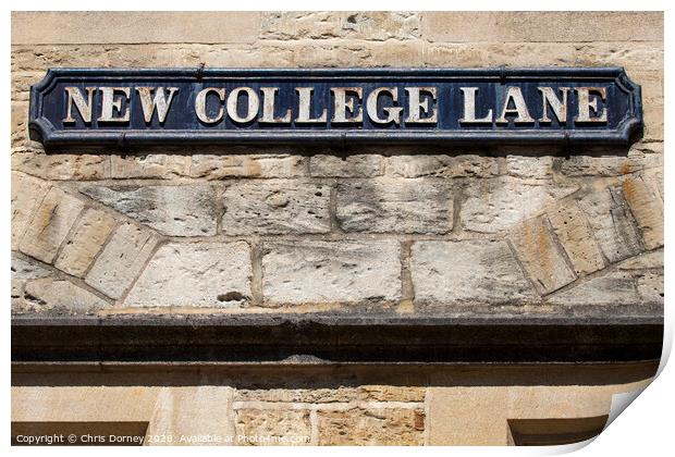 New College Lane in Oxford Print by Chris Dorney