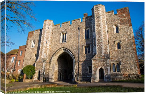 The Abbey Gateway in St. Albans Canvas Print by Chris Dorney