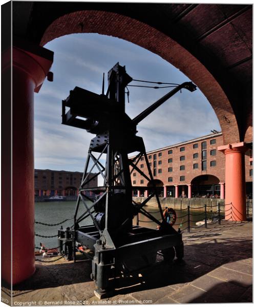 Liverpool Albert Dock Crane  Canvas Print by Bernard Rose Photography