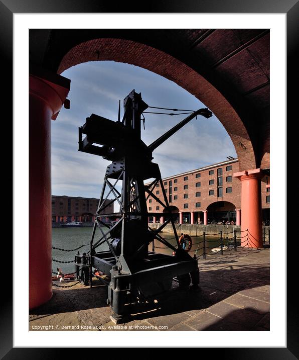Liverpool Albert Dock Crane  Framed Mounted Print by Bernard Rose Photography