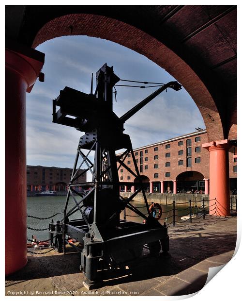 Liverpool Albert Dock Crane  Print by Bernard Rose Photography