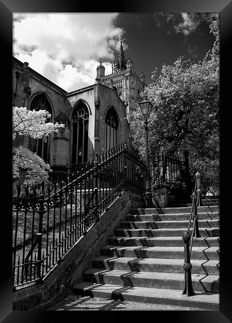 Churches, Steps and Shadows Framed Print by Darren Burroughs